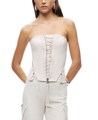  Strapless Lace-Up Bustier