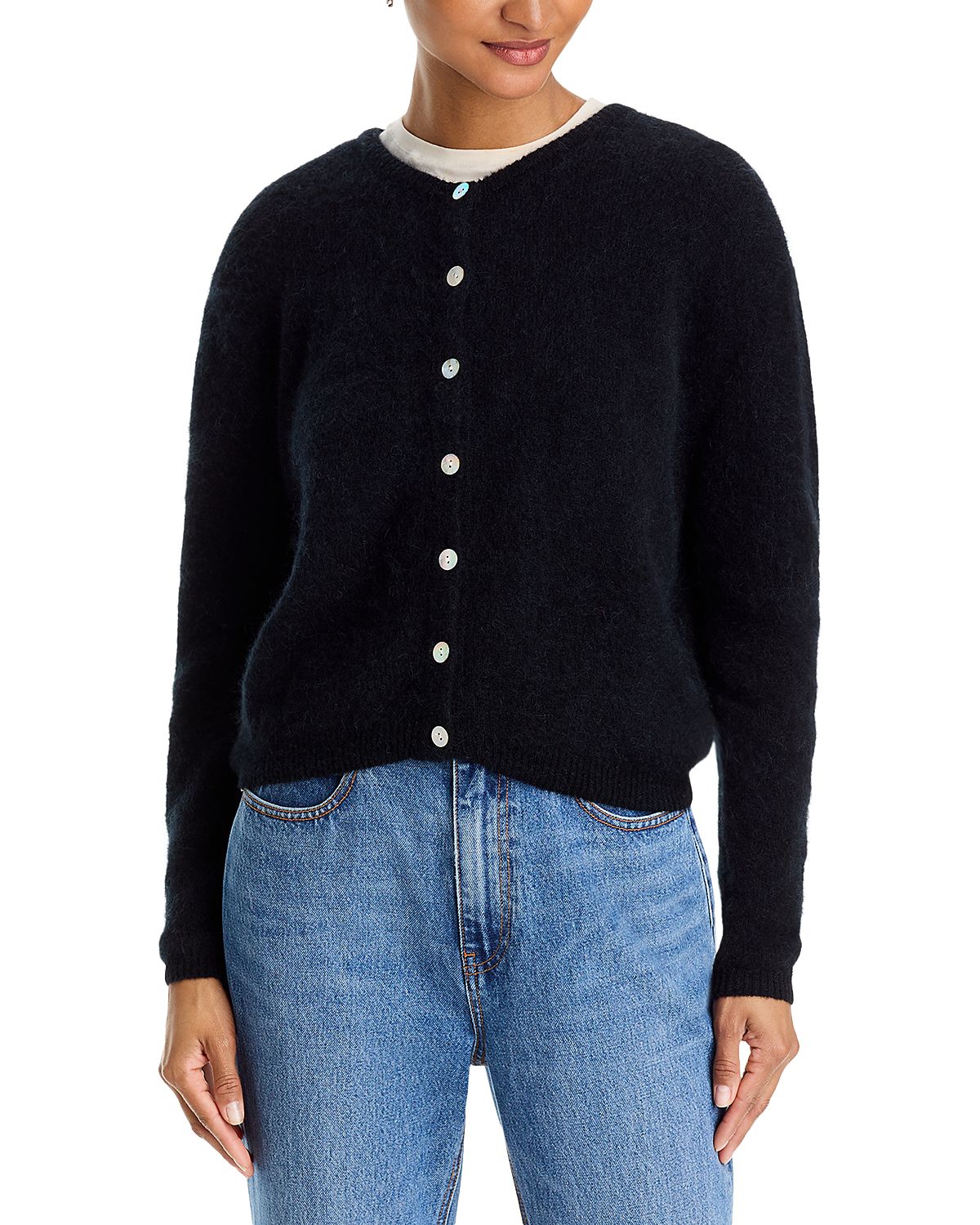 American Vintage Round Neck Buttoned Ball Cardigan