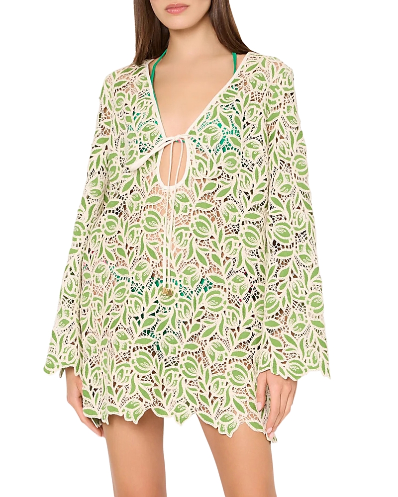 Milly Green Leaf Lace Dress Swim Cover-Up