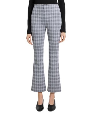 Theory Check Print High Rise Kick Flare Pants