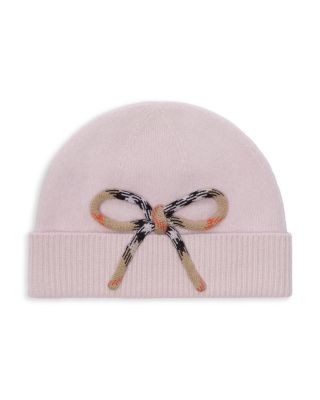 Girls' Bonnie Check Bow Wool Cashmere Beanie - Little Kid, Big Kid