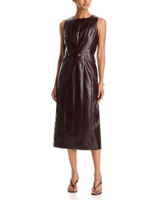 Milly Elsie Faux Leather Sleeveless Midi Dress