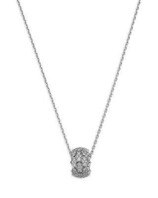 18K White Gold Diamond Cobra Rondelle Necklace, 18"