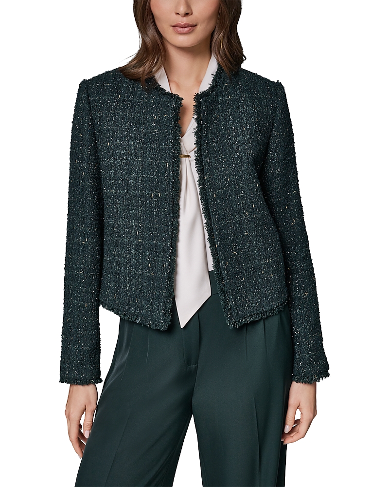 Donna Karan New York Fringe Trim Open Front Jacket