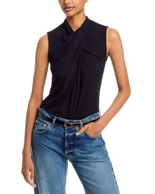 Sleeveless Asymmetrical Draped Neck Top