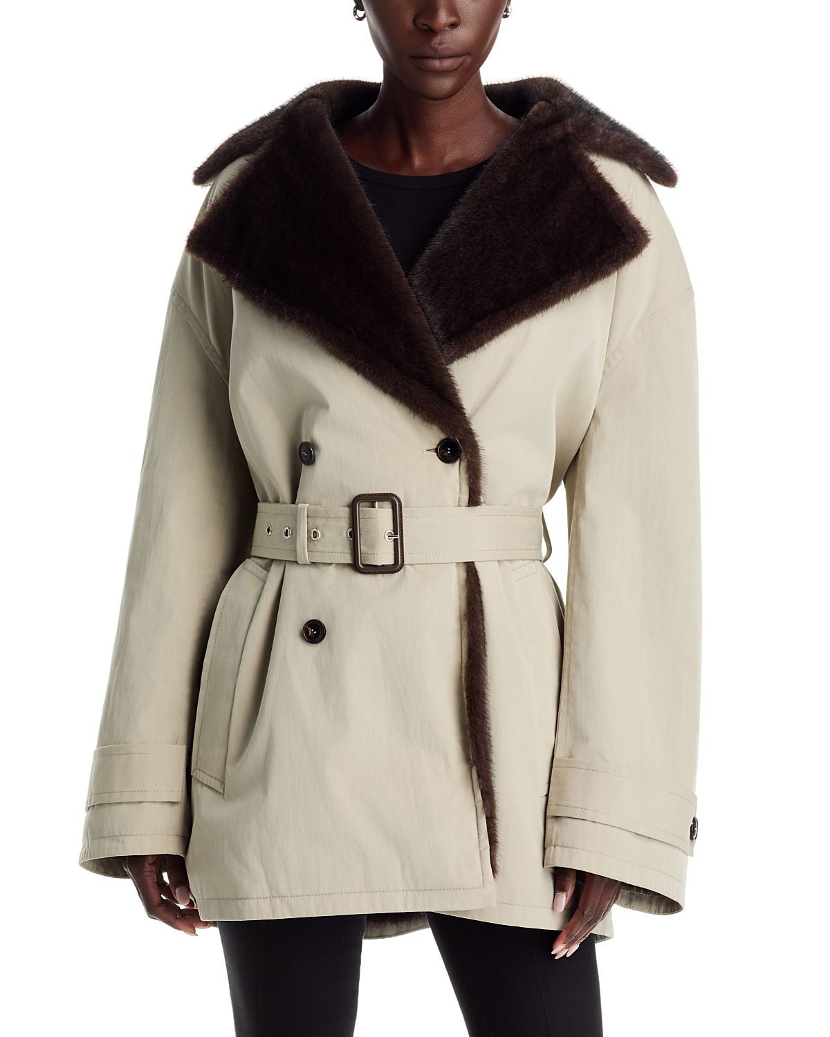 alexanderwang Faux Fur Lined Trench Coat