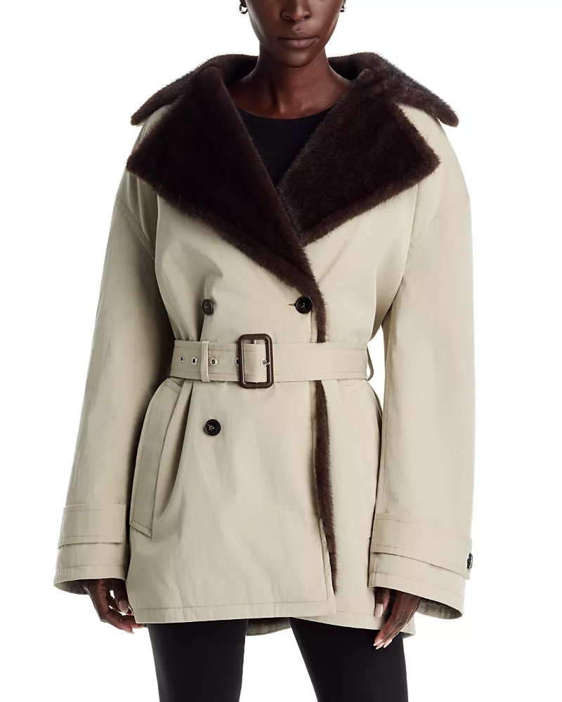 alexanderwang Faux Fur Lined Trench Coat