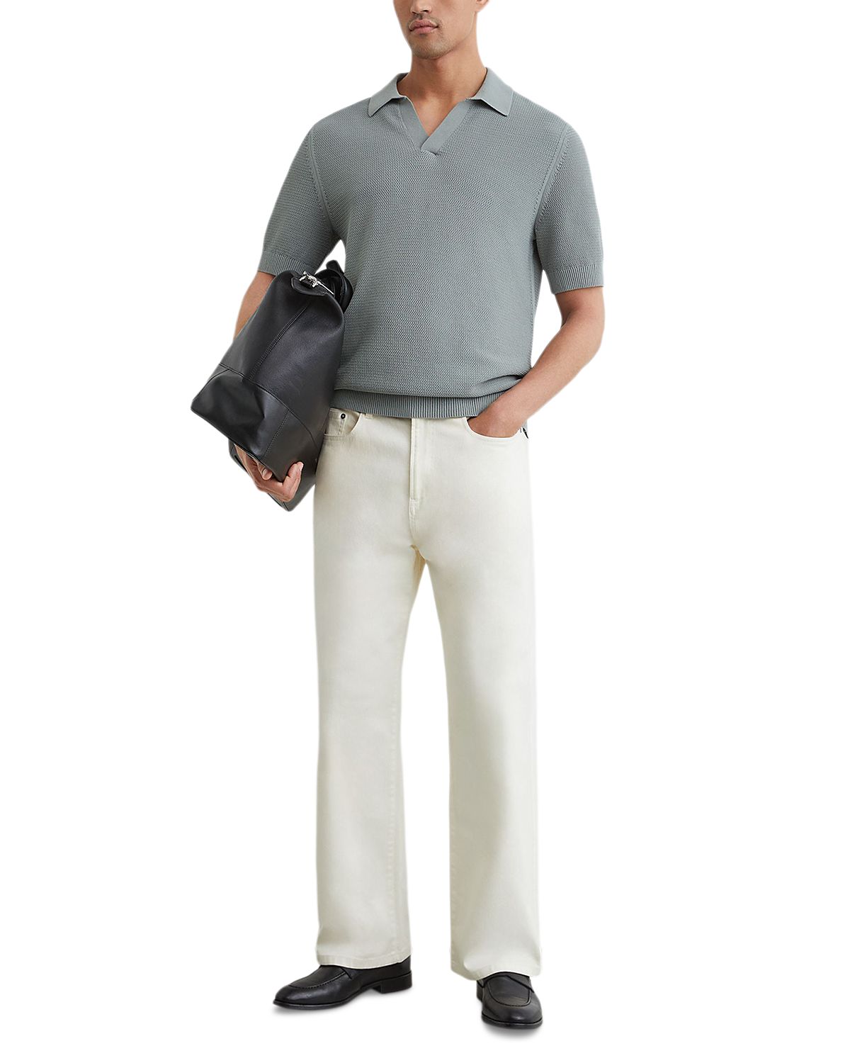 Reiss Leon Basket Stitch Polo Shirt