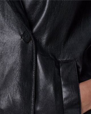 Faux Leather Roll Sleeve Jacket - thumbnail 6