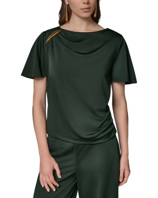 Hardware Trim Ruched Top