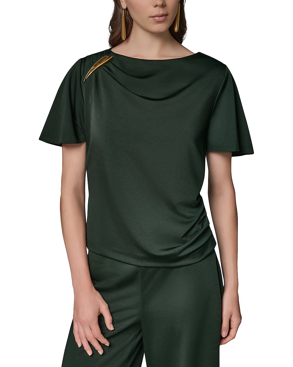 Donna Karan New York Hardware Trim Ruched Top