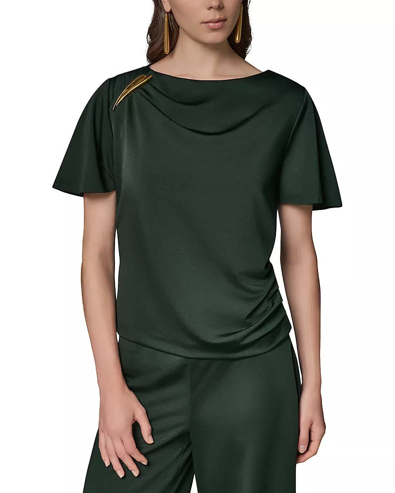 Donna Karan New York Hardware Trim Ruched Top