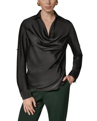 Roll Tab Cowl Neck Shirt