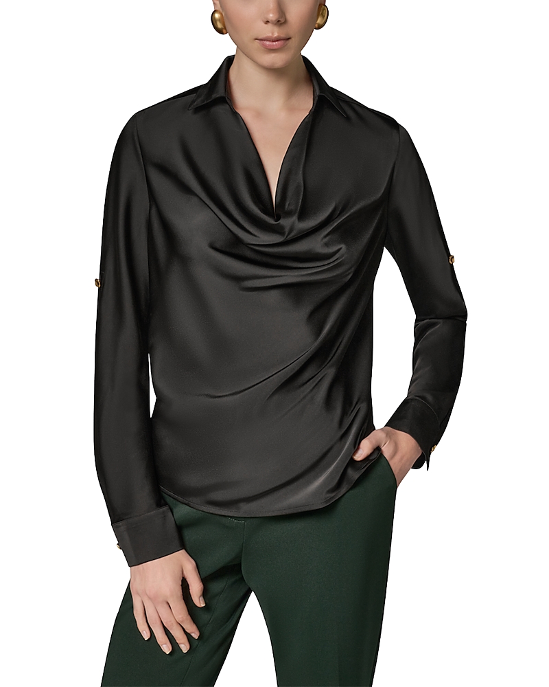 Donna Karan New York Roll Tab Cowl Neck Shirt