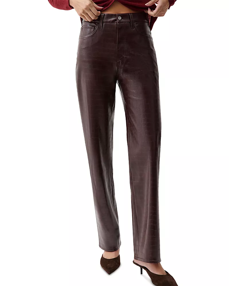 Pistola Cassie High Rise Straight Jeans in Burgundy Croc
