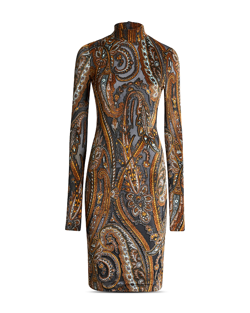 Etro Mock Neck Dress In Brown