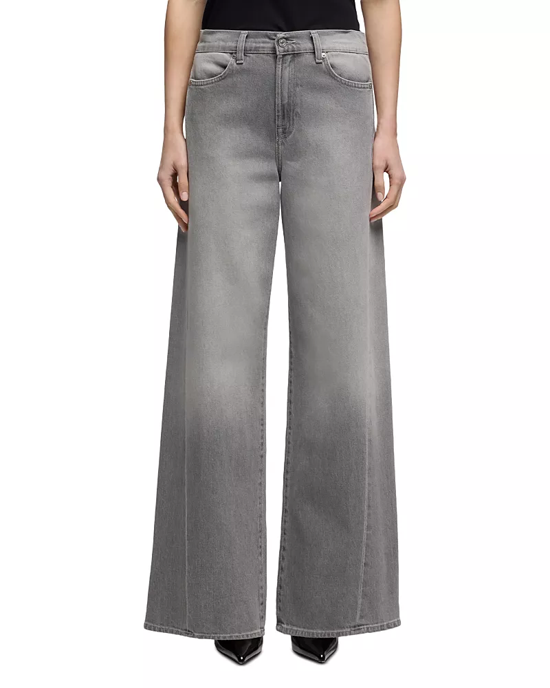 7 For All Mankind Lotta Tailorless High Rise Wide Leg Jeans in Metal