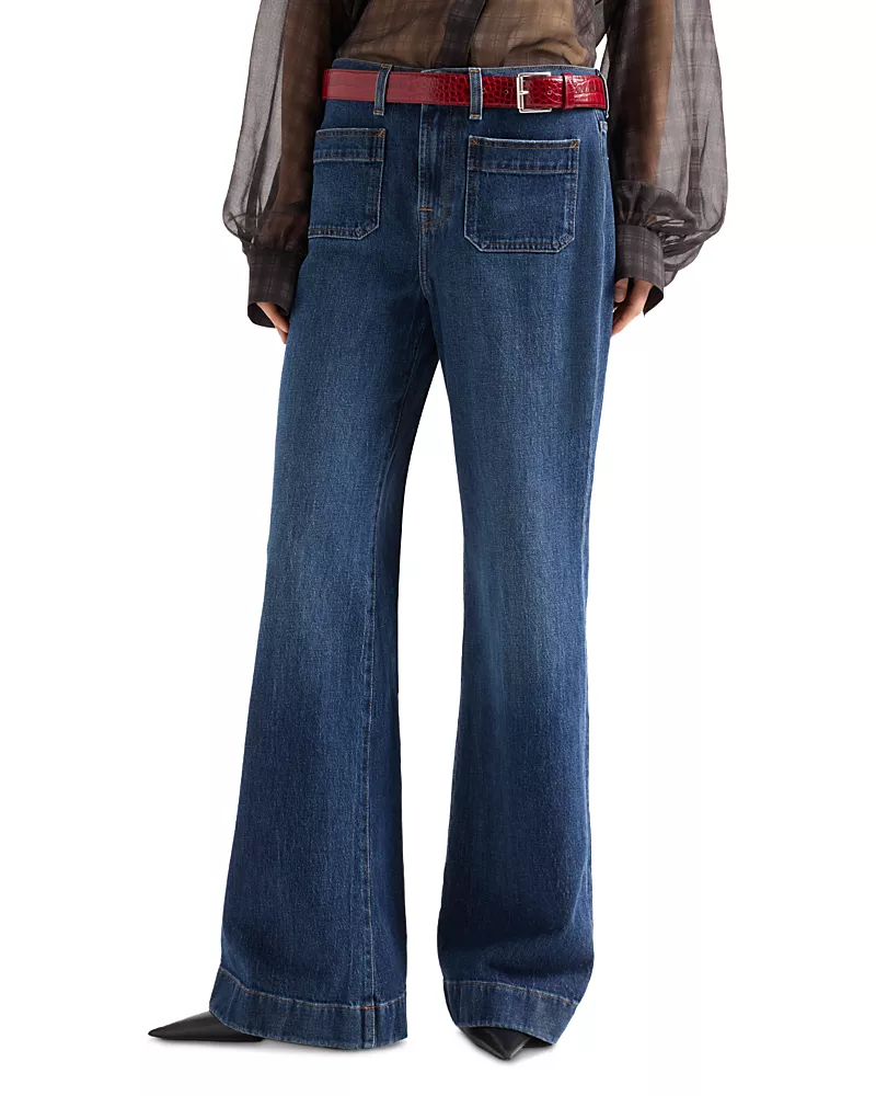 7 For All Mankind Modern Dojo High Rise Flare Jeans in Radar