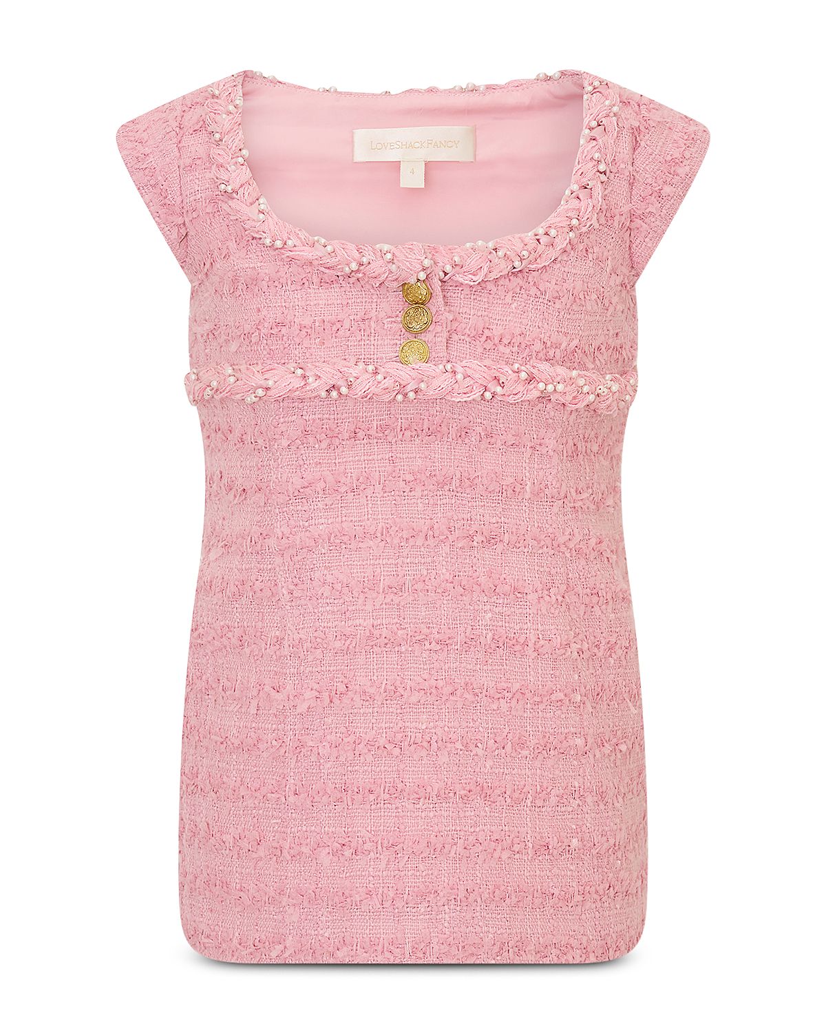 LoveShackFancy Girls' Valentia Boucle Imitation Pearl Dress - Big Kid