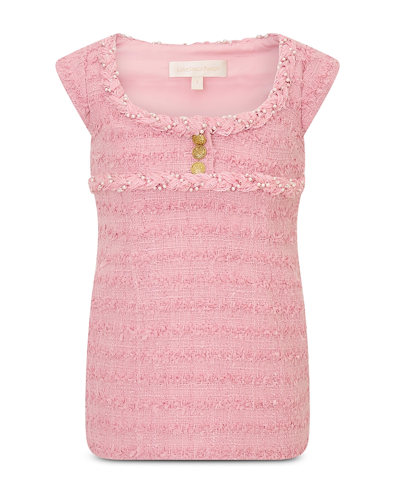 LoveShackFancy Girls' Valentia Boucle Imitation Pearl Dress - Big Kid