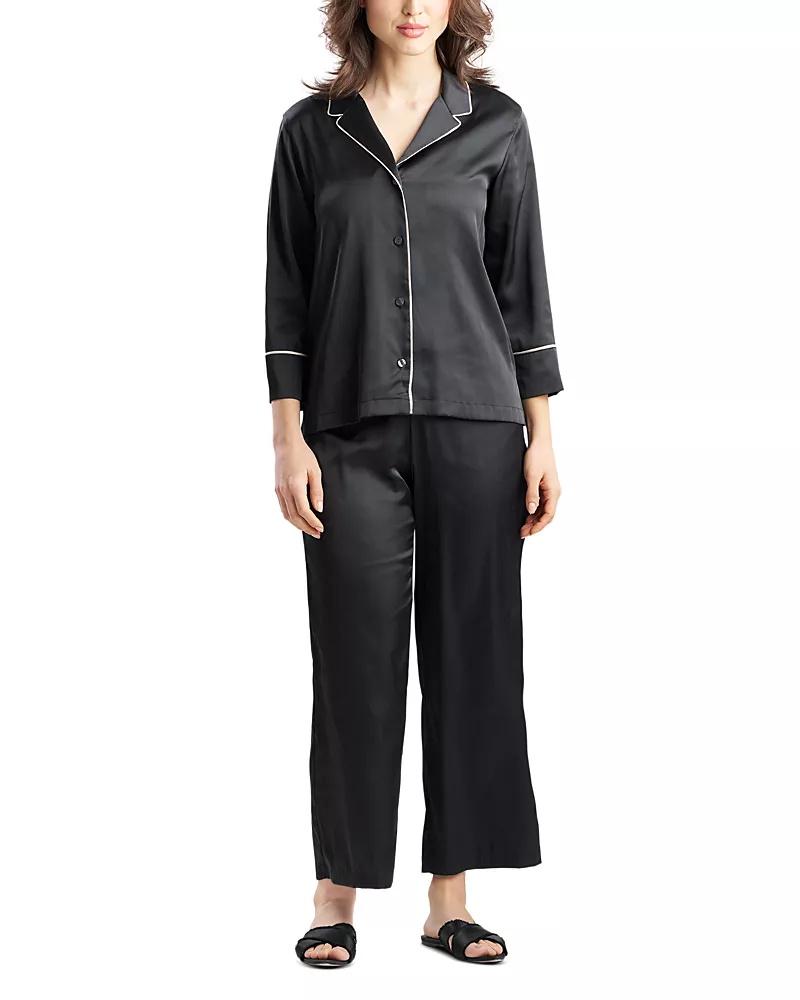 Natori Satin Essentials Notched Collar Pajama Set