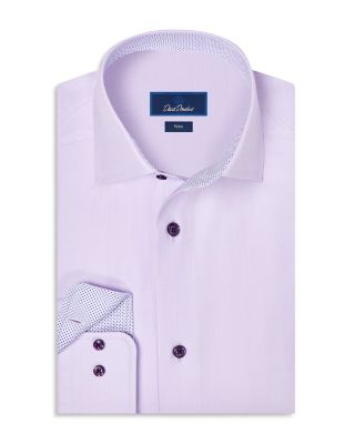 Trim Fit Herringbone Contrast Dress Shirt