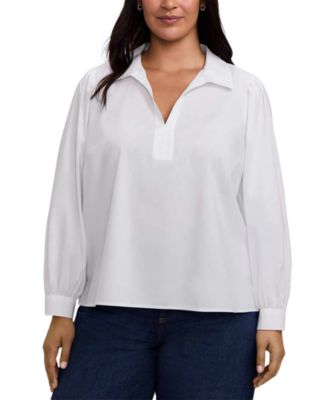 Alix Long Puff Sleeve Stretch Popover Shirt
