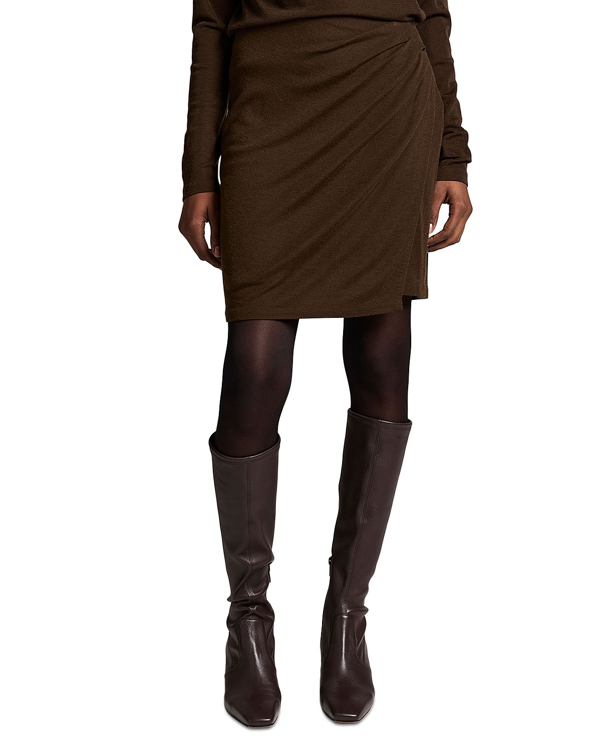 Vince Wool Blend Draped Skirt