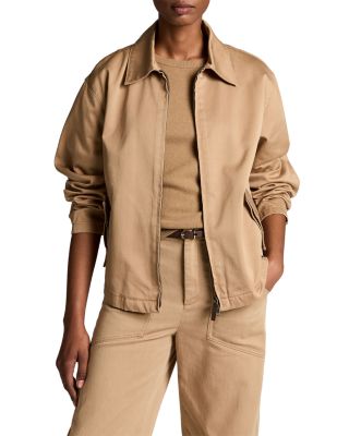 Washed Cotton Zip Front Jacket