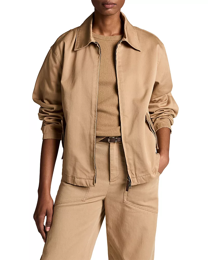 Vince Washed Cotton Zip Front Jacket