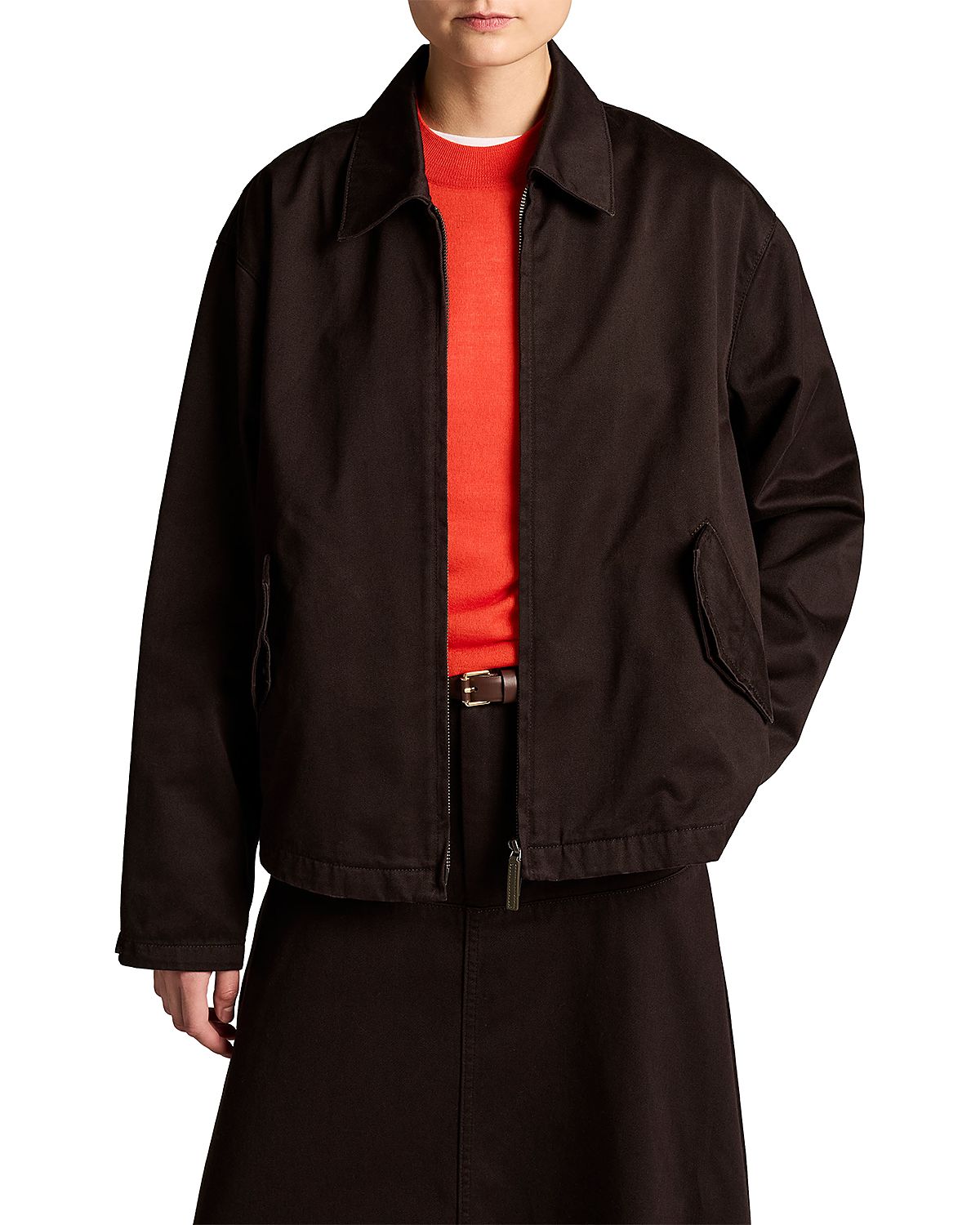 Vince Washed Cotton Zip Front Jacket