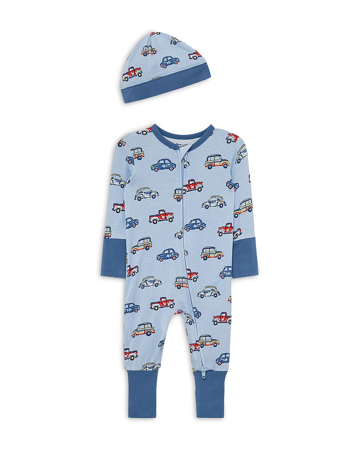 Little Me Boys' Colorful Cars Coverall and Hat - Baby
