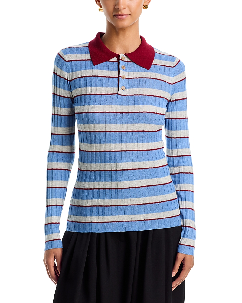 Brandon Maxwell Joni Silk and Cashmere Knit Polo Top