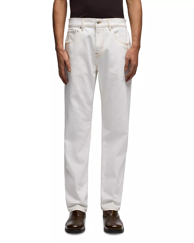 7 For All Mankind Straight Fit Cotton Blend Jeans in Cotton
