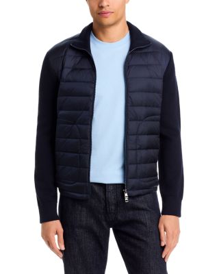 Quilted Front Wool Sleeve Cardigan