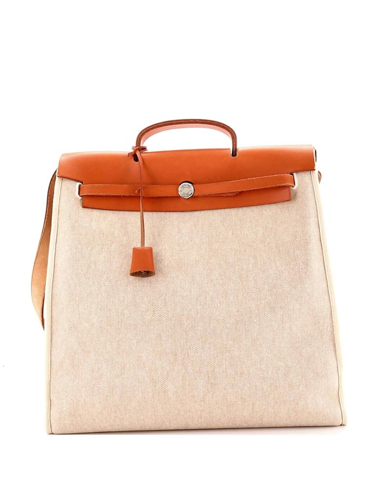 Pre-Owned HERMES Mm Herbag Toile and Leather