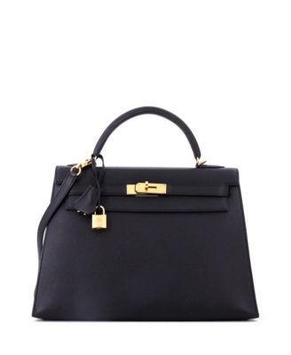 Kelly 32 Handbag Black Epsom with Gold Hardware