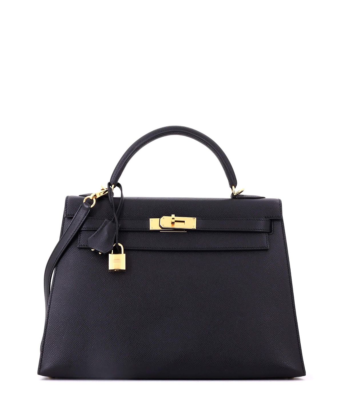 Pre-Owned HERMES Kelly 32 Handbag Black Epsom with Gold Hardware