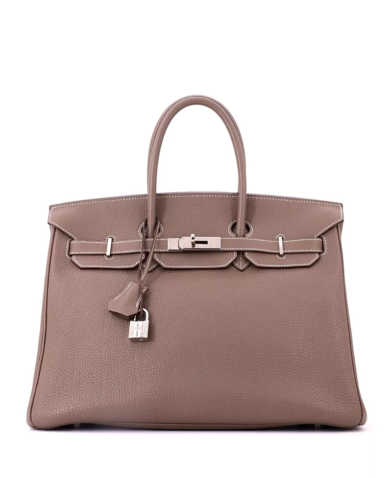 Pre-Owned HERMES Birkin 35 Handbag Grey Togo with Palladium Hardware