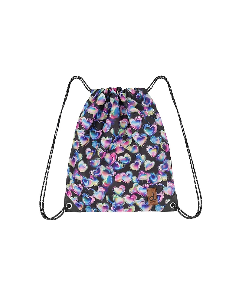 Deux par Deux Girls' Hearts Charming Lightweight Drawstring Bag - Little Kid, Big Kid