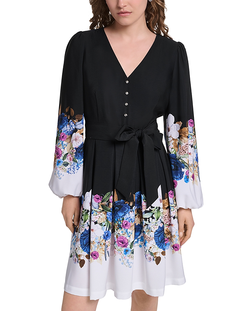 Karl Lagerfeld Paris Belted Crepe Dress