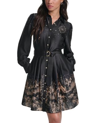 Karl Lagerfeld Paris Placed Print D Ring Shirtdress