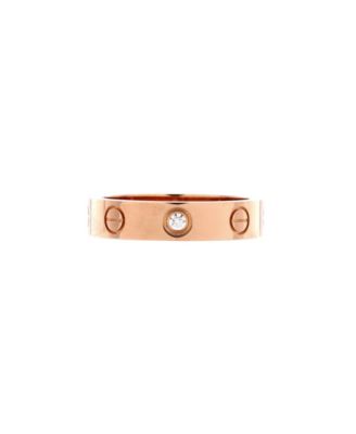  Love Wedding Band 1 Diamond Ring 18K Rose Gold with Diamond