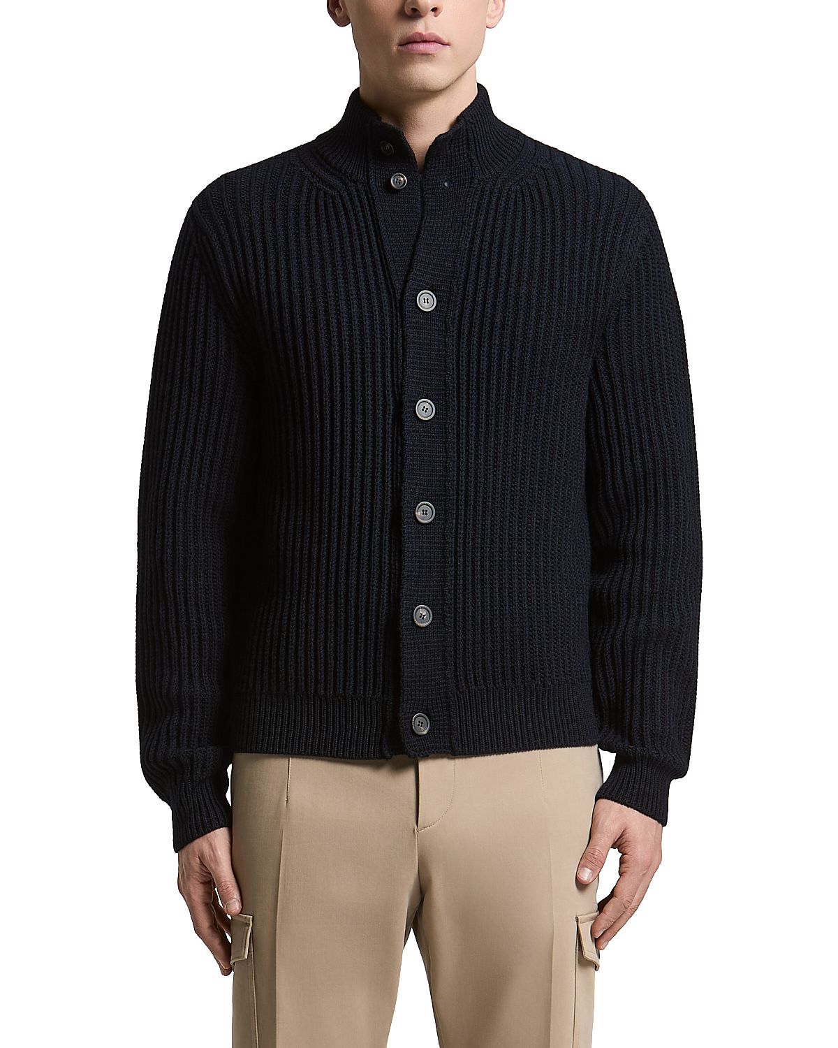 Peserico Cable Knit Extra Fine Wool Button Cardigan Sweater