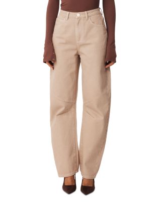 Lex Cotton Barrel Jeans in Beige