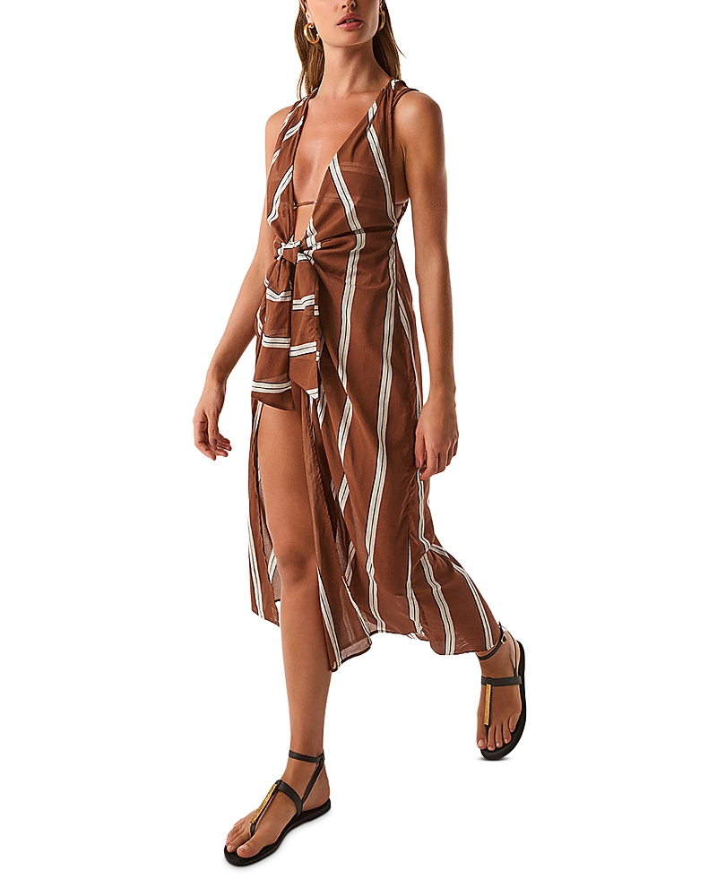ViX Paula Hermanny Mita Tie Front Cotton Swim Cover-Up