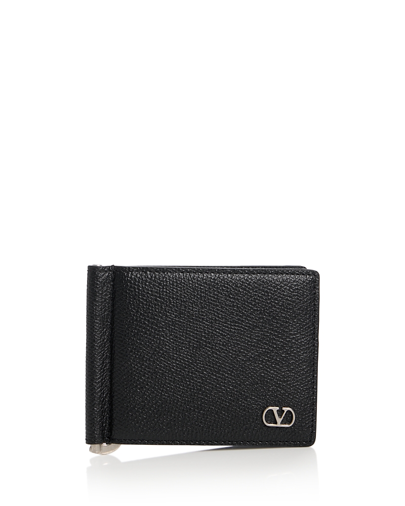 Valentino Garavani VLogo Leather Money Clip Bifold Card Case