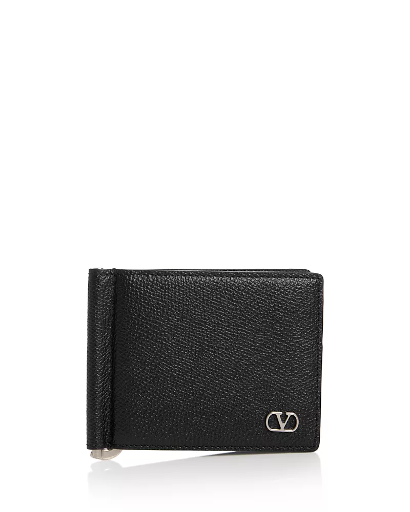 Valentino Garavani VLogo Leather Money Clip Bifold Card Case