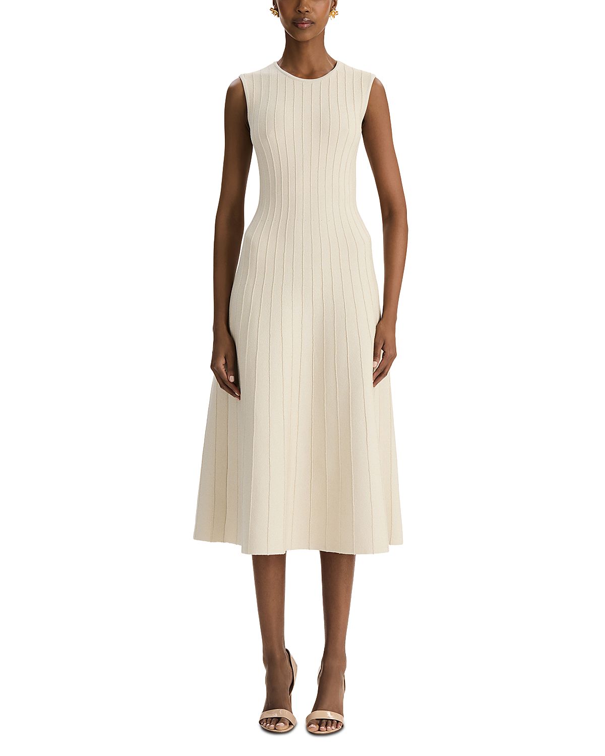 Oscar de la Renta Sleeveless Ottoman Sparkle Knit Dress