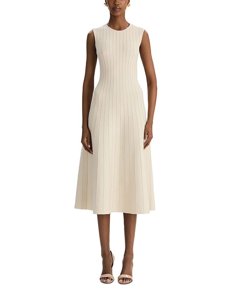 Oscar de la Renta Sleeveless Ottoman Sparkle Knit Dress